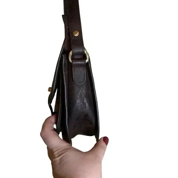 Estalon Brown Leather Multi Pocket Crossbody Travel Purse Sling Saddle Satchel - Picture 4 of 12